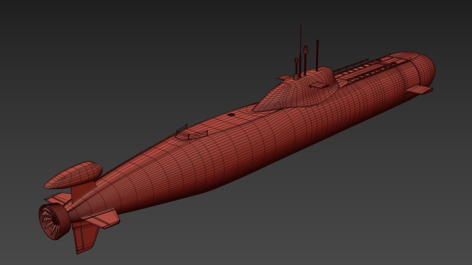Submarine Low-poly 3D model_11