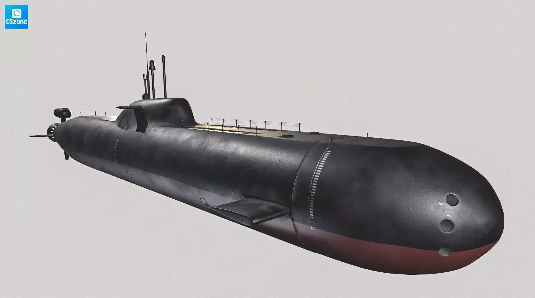 Submarine Low-poly 3D model_0