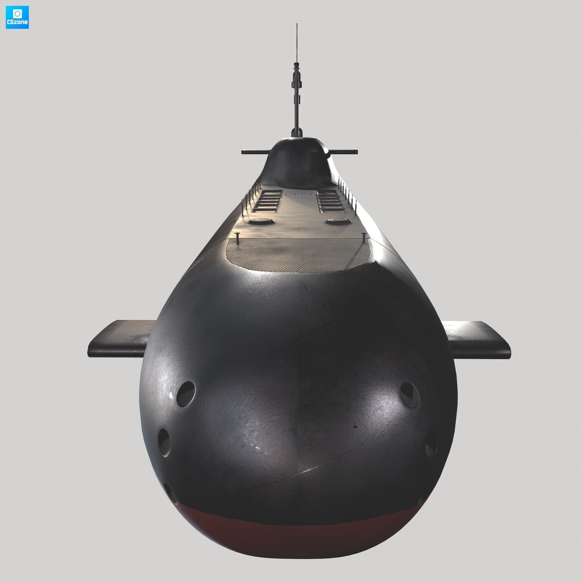 Submarine Low-poly 3D model_9