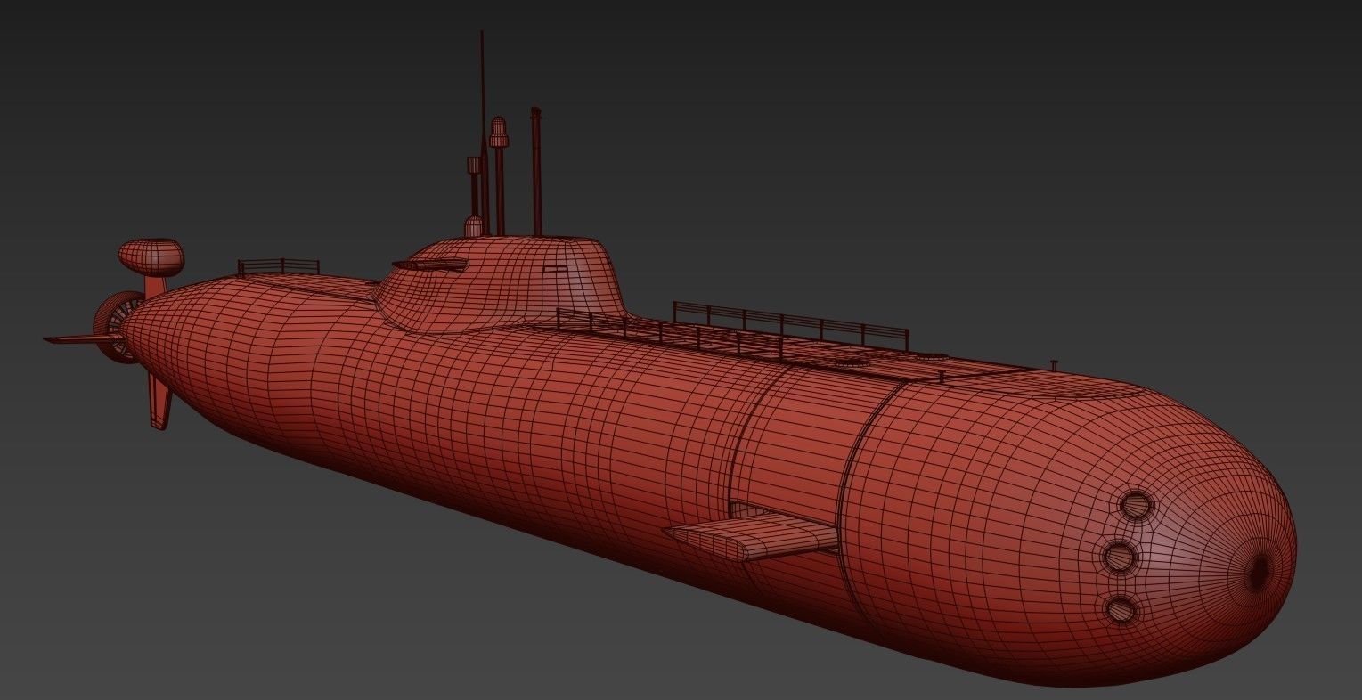Submarine Low-poly 3D model_12