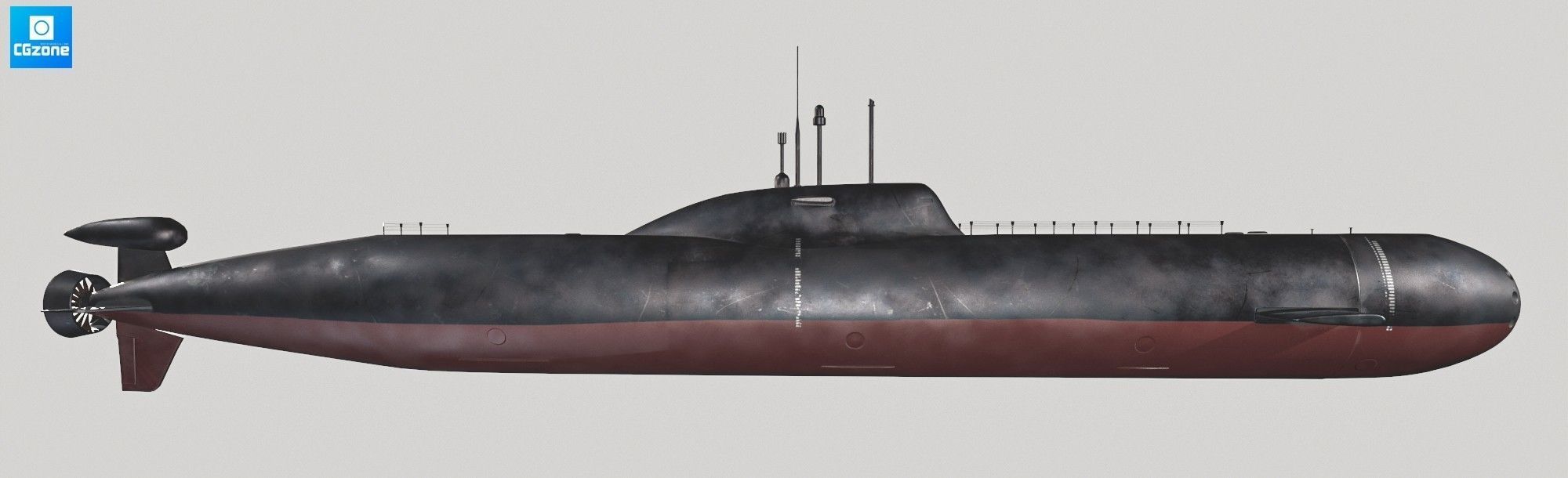 Submarine Low-poly 3D model_3