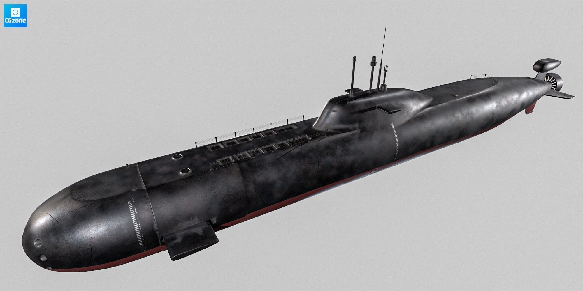 Submarine Low-poly 3D model_1