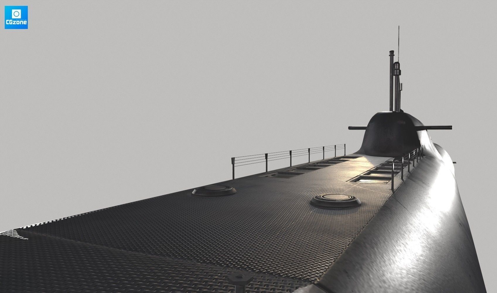 Submarine Low-poly 3D model_2