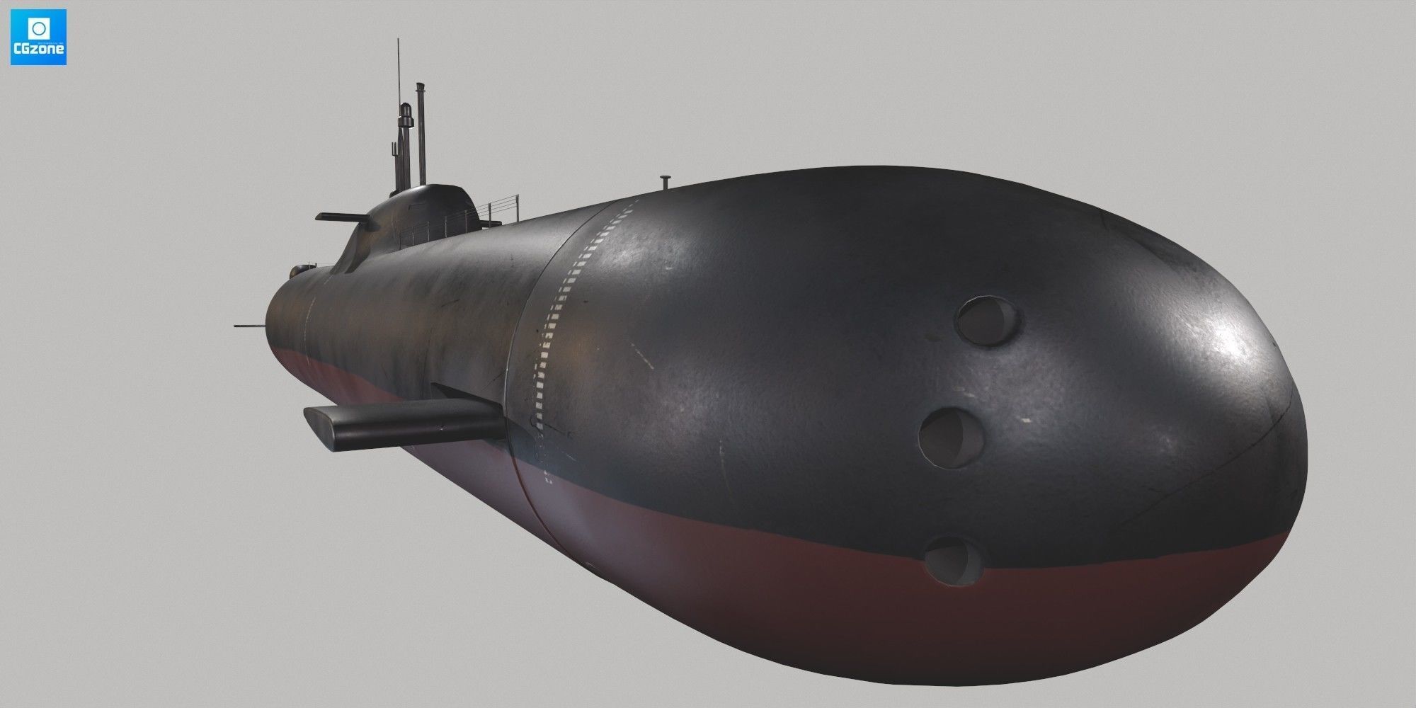 Submarine Low-poly 3D model_4