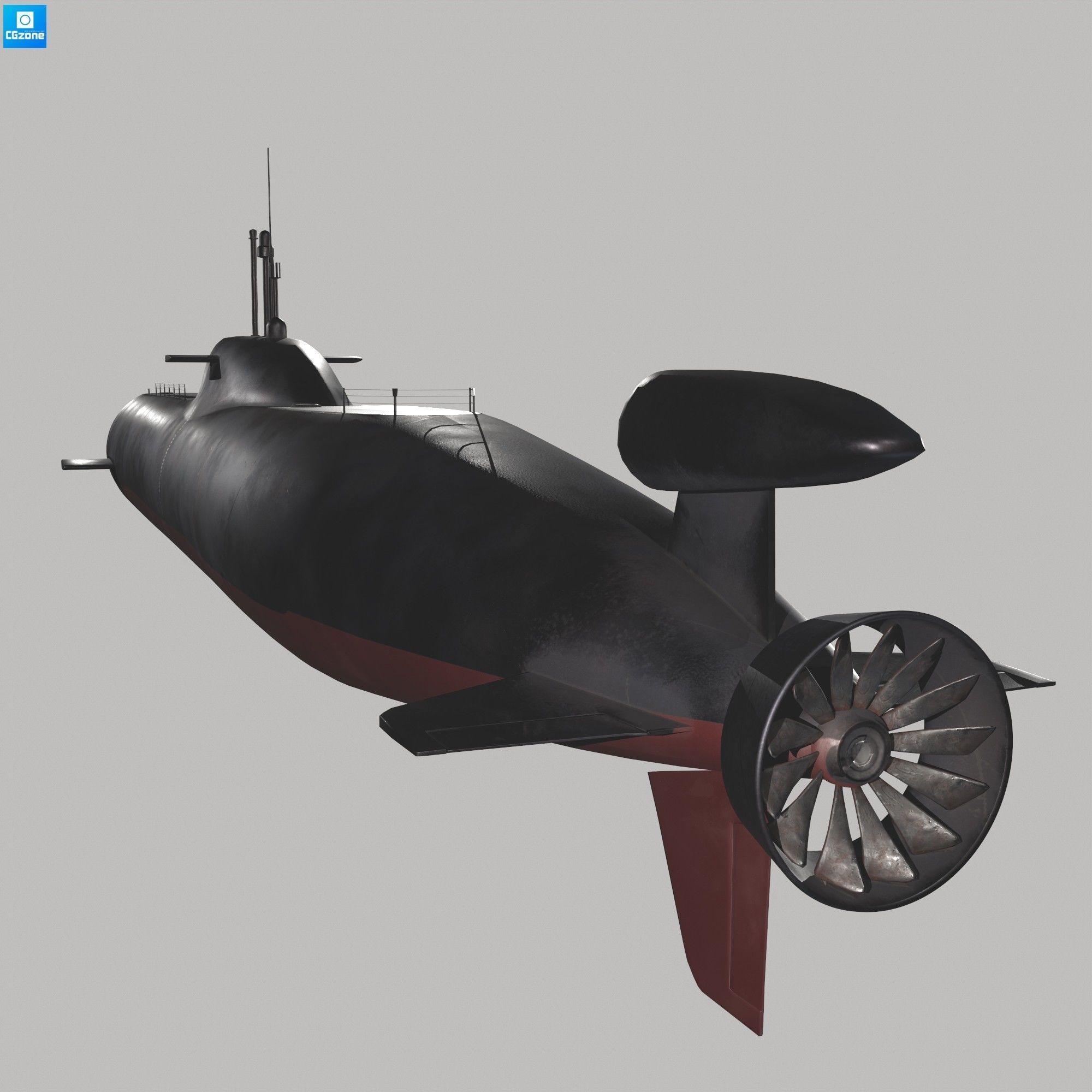 Submarine Low-poly 3D model_8