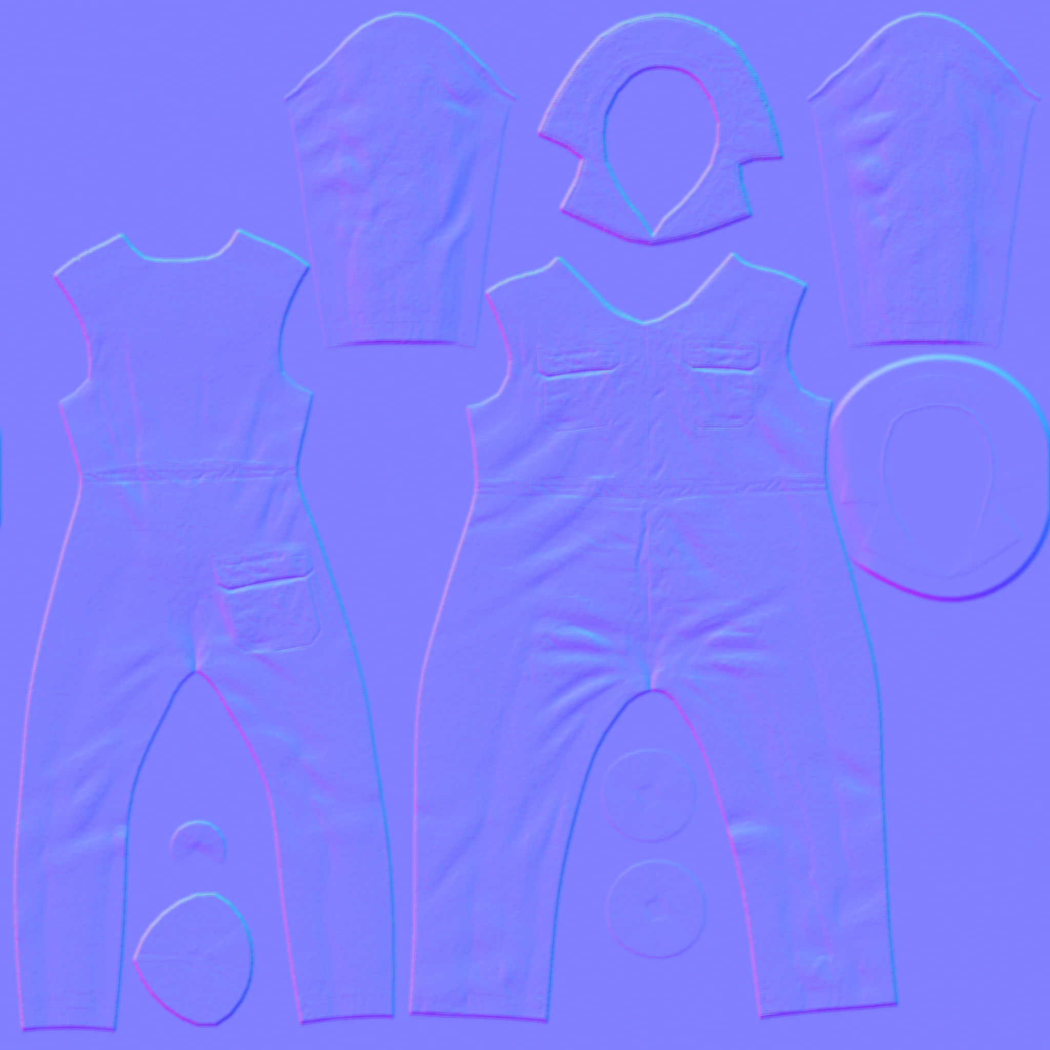 Mens Multiprofession Work Jumpsuit Uniform Low-poly 3D model_6