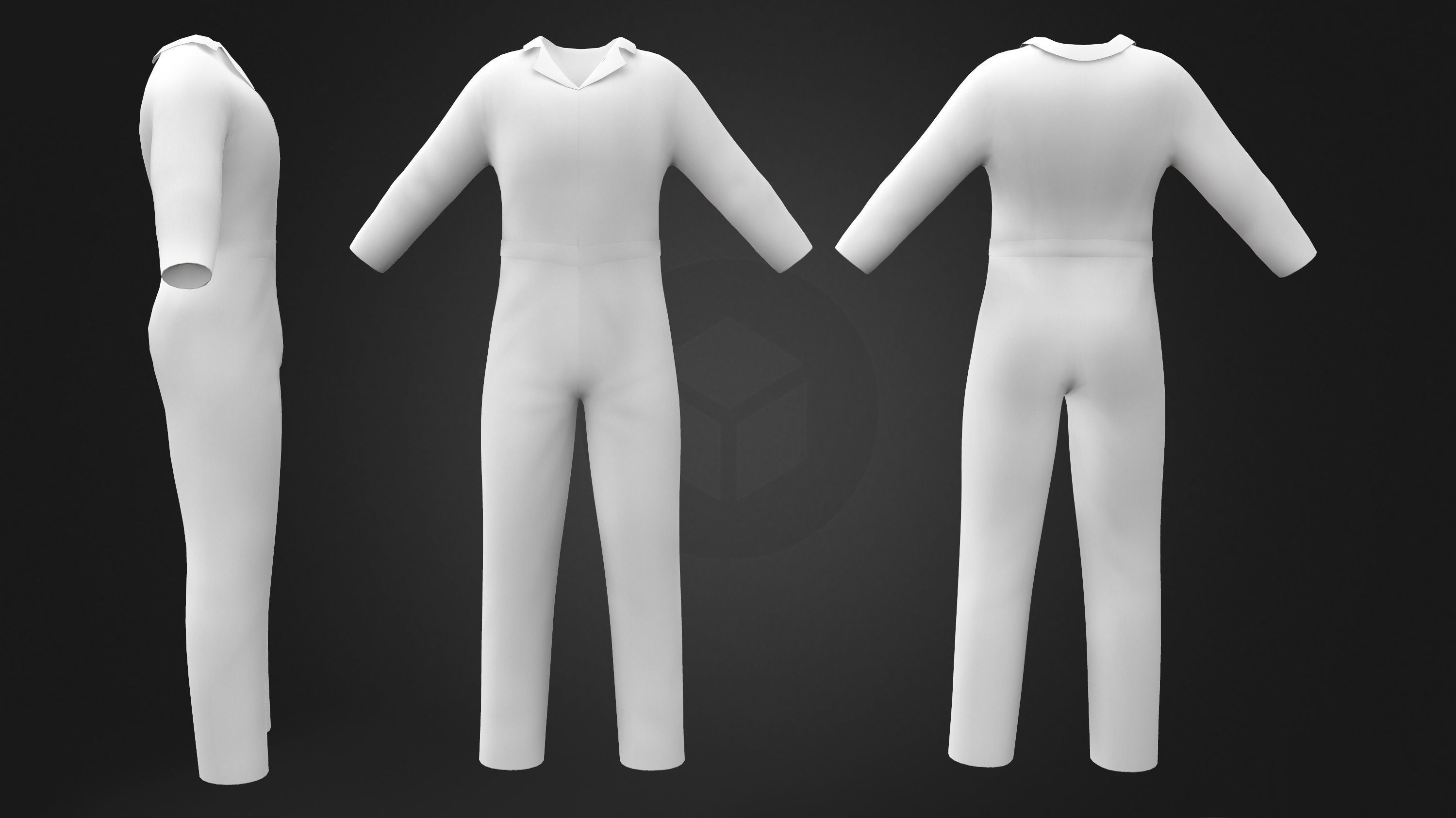Mens Multiprofession Work Jumpsuit Uniform Low-poly 3D model_4