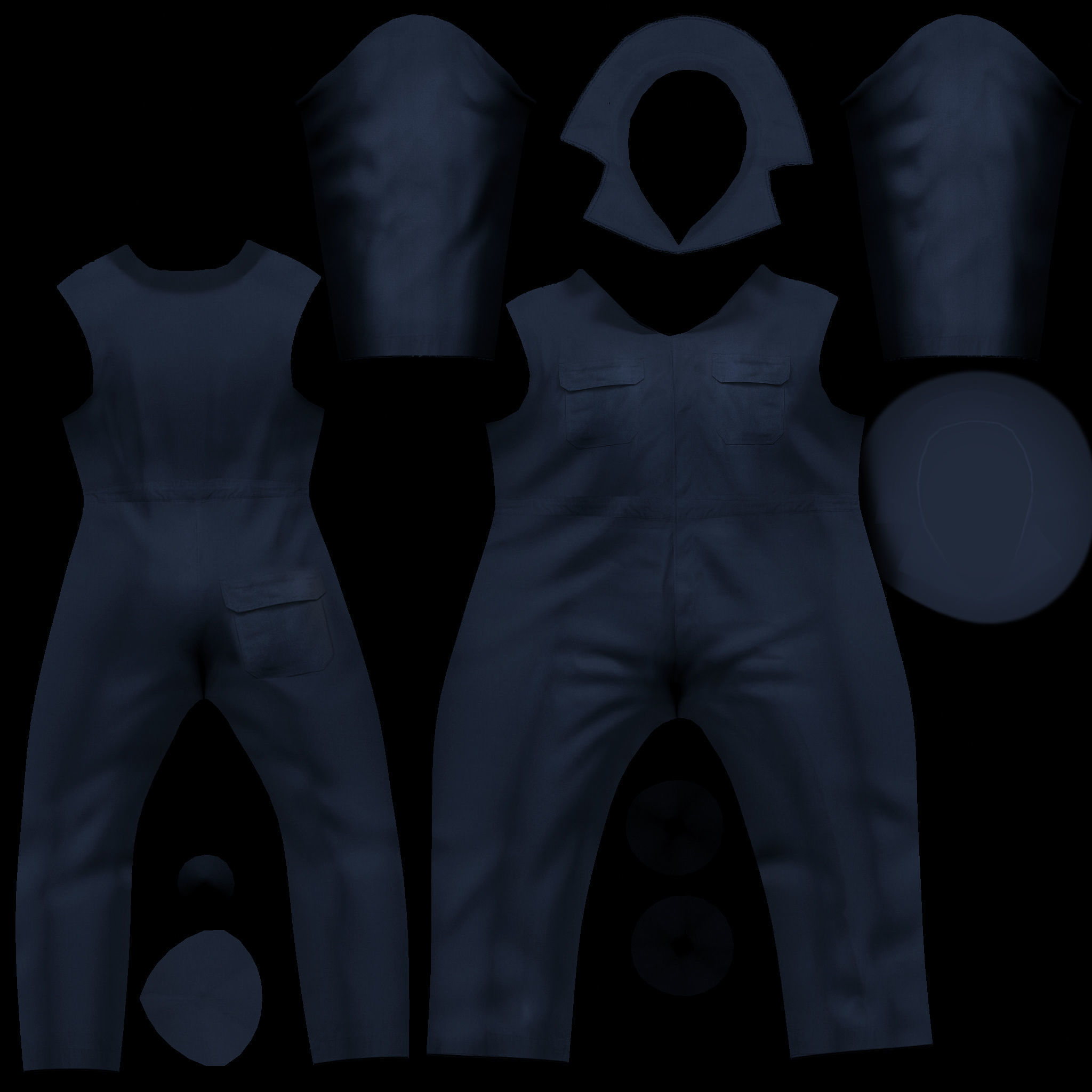 Mens Multiprofession Work Jumpsuit Uniform Low-poly 3D model_5