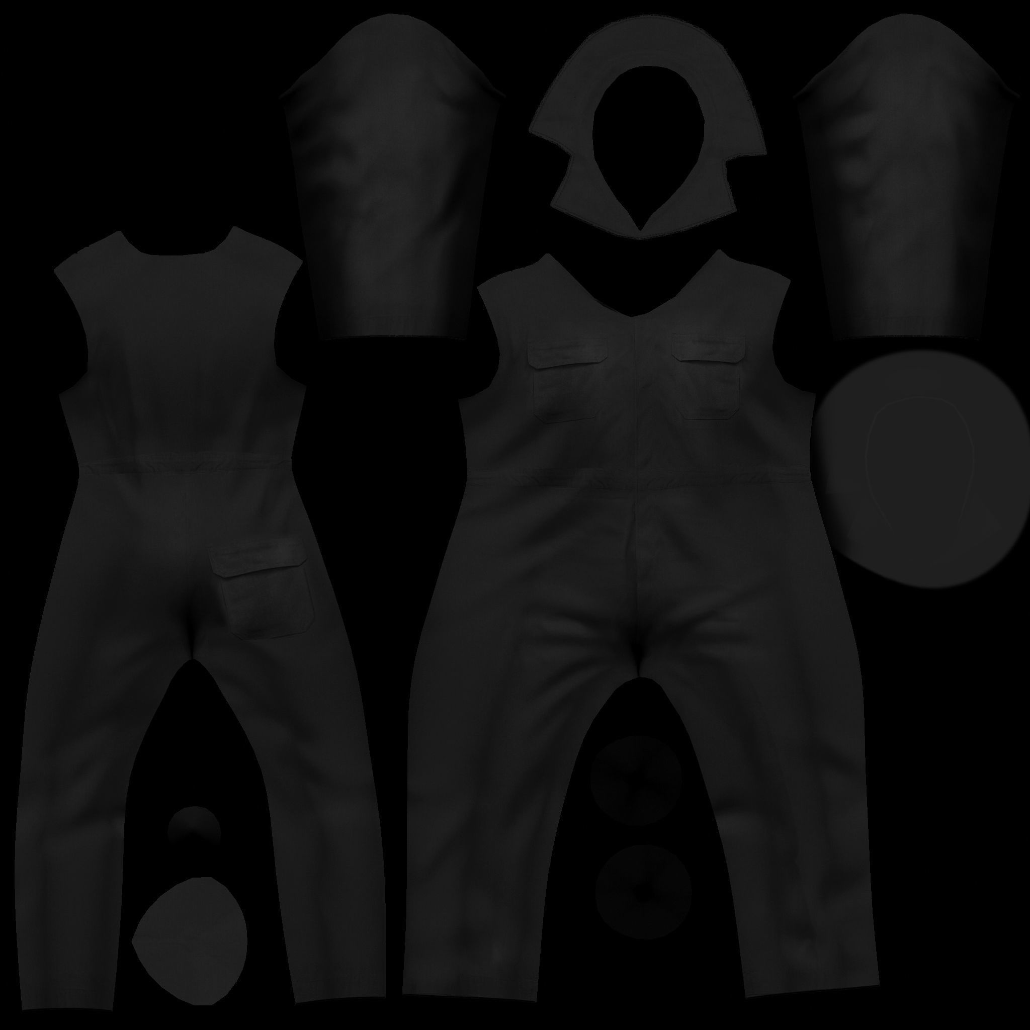 Mens Multiprofession Work Jumpsuit Uniform Low-poly 3D model_7