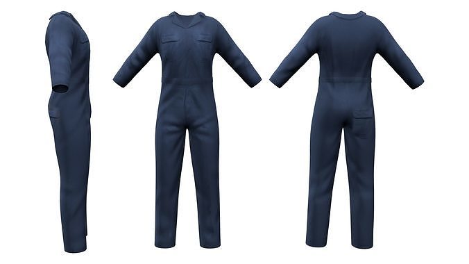 Mens Multiprofession Work Jumpsuit Uniform Low-poly 3D model