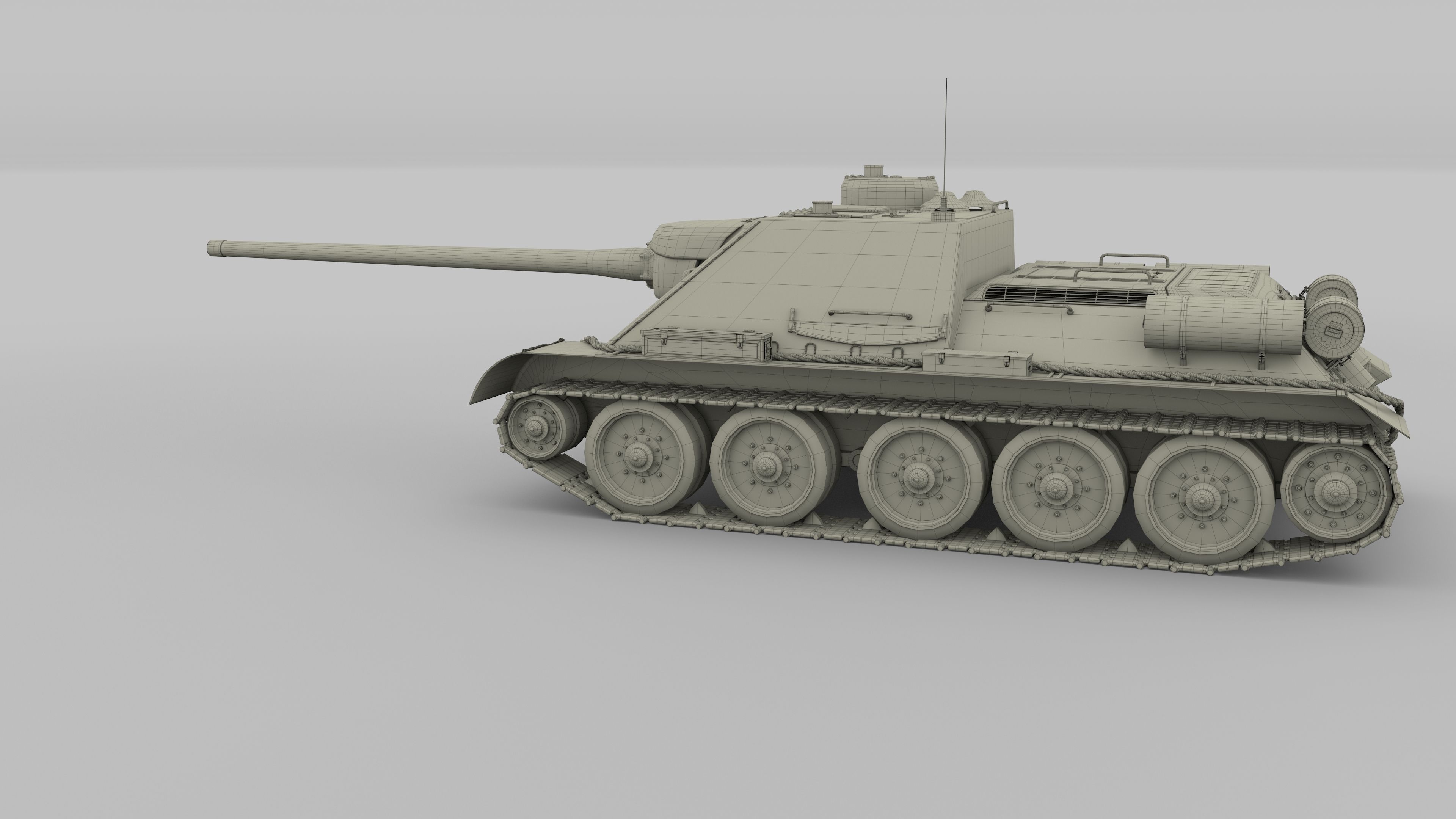 SU 100 Tank Destroyer 3D model_6
