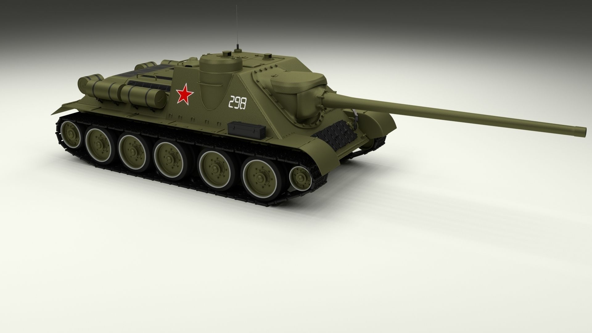 SU 100 Tank Destroyer 3D model_2
