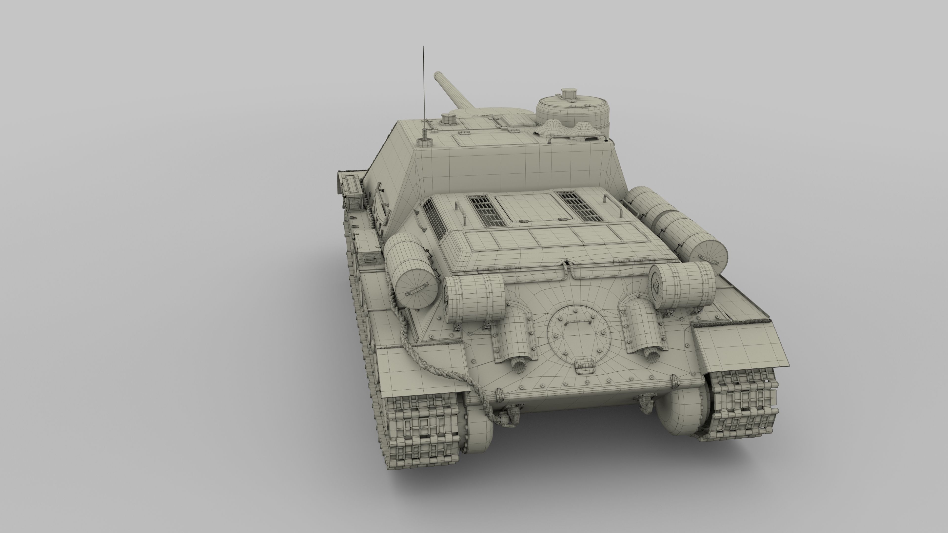 SU 100 Tank Destroyer 3D model_7