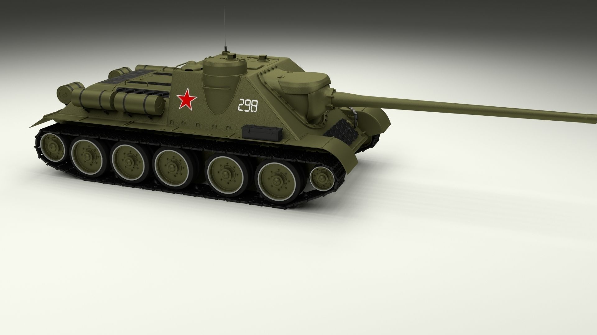 SU 100 Tank Destroyer 3D model_4