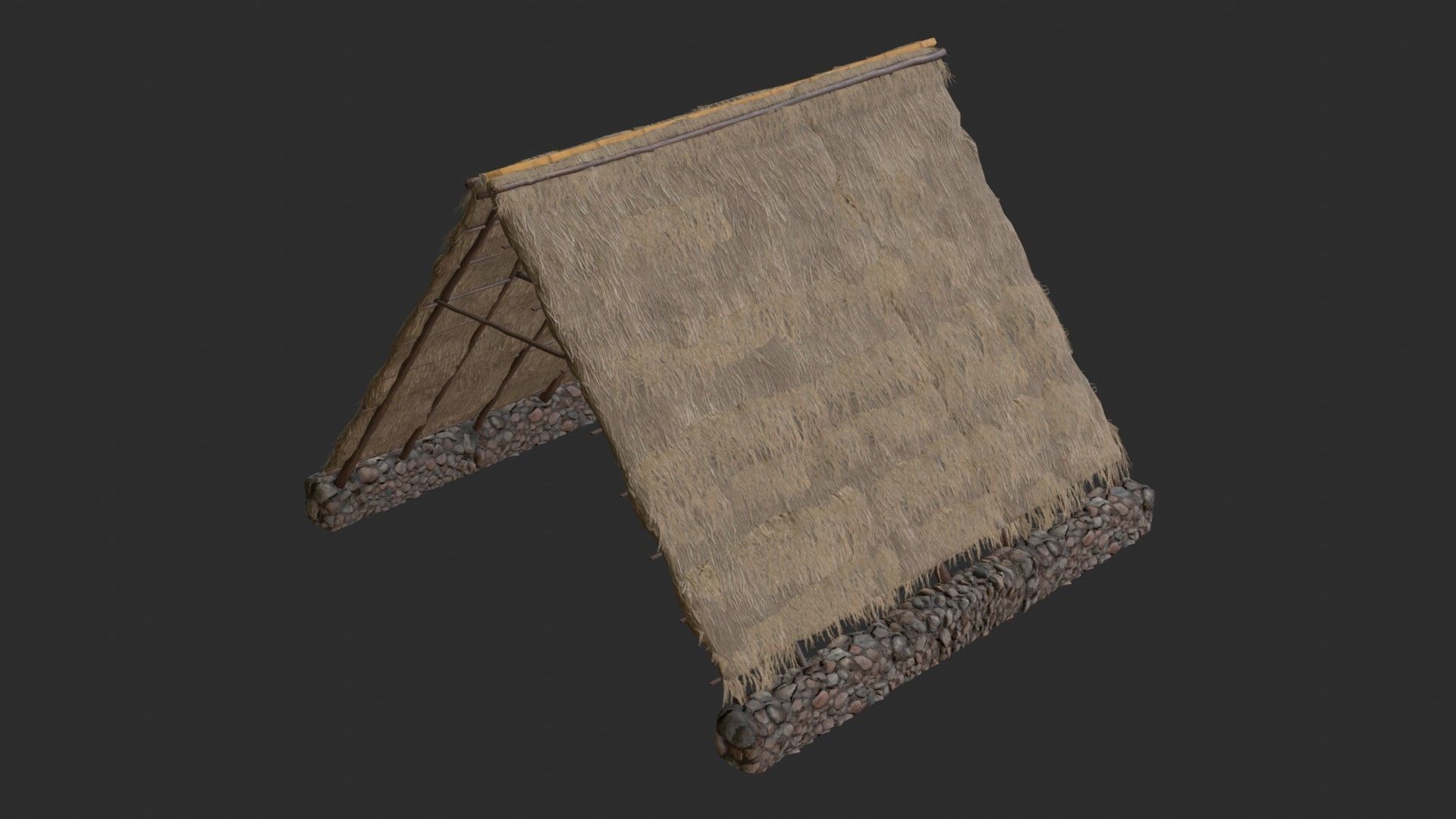 Thatched House Modular Kit Low-poly 3D model_9