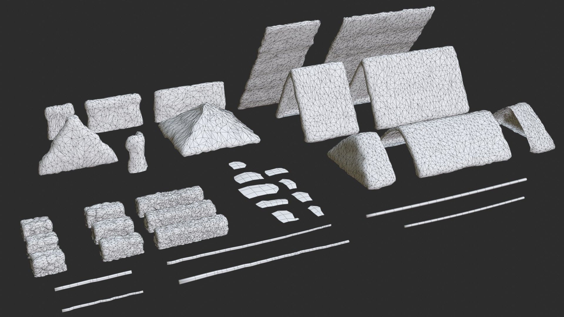 Thatched House Modular Kit Low-poly 3D model_12