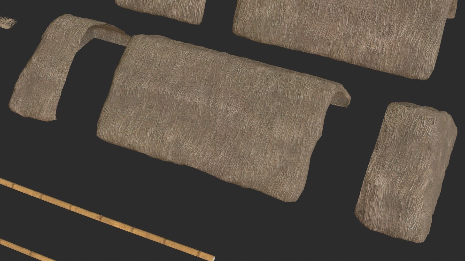 Thatched House Modular Kit Low-poly 3D model_5