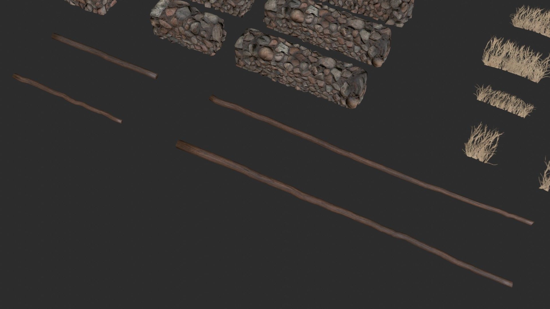 Thatched House Modular Kit Low-poly 3D model_3