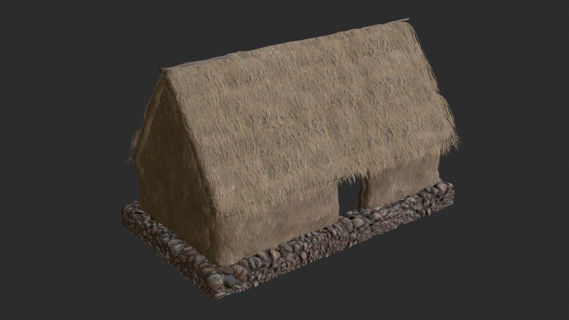 Thatched House Modular Kit Low-poly 3D model_11