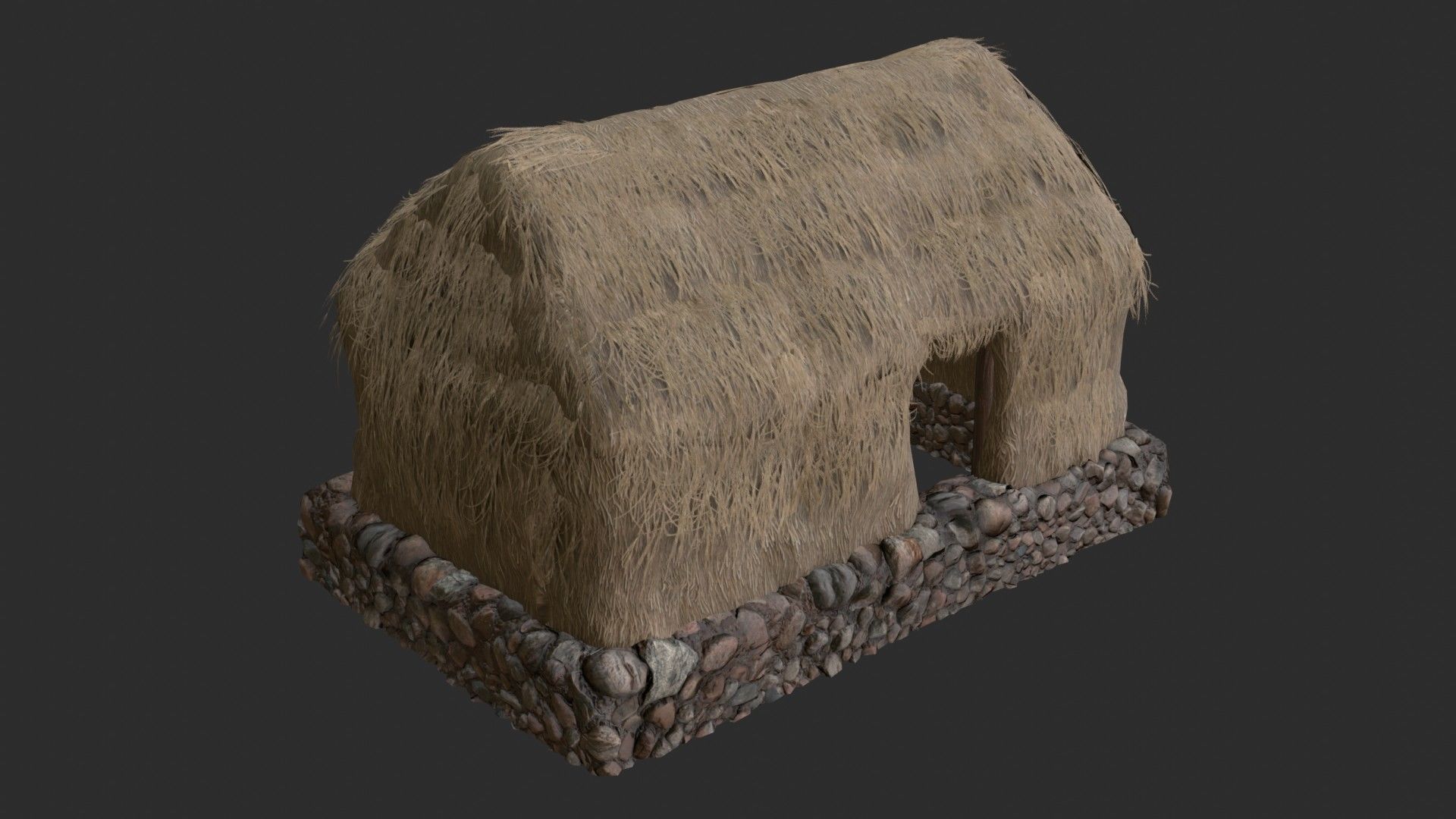 Thatched House Modular Kit Low-poly 3D model_10