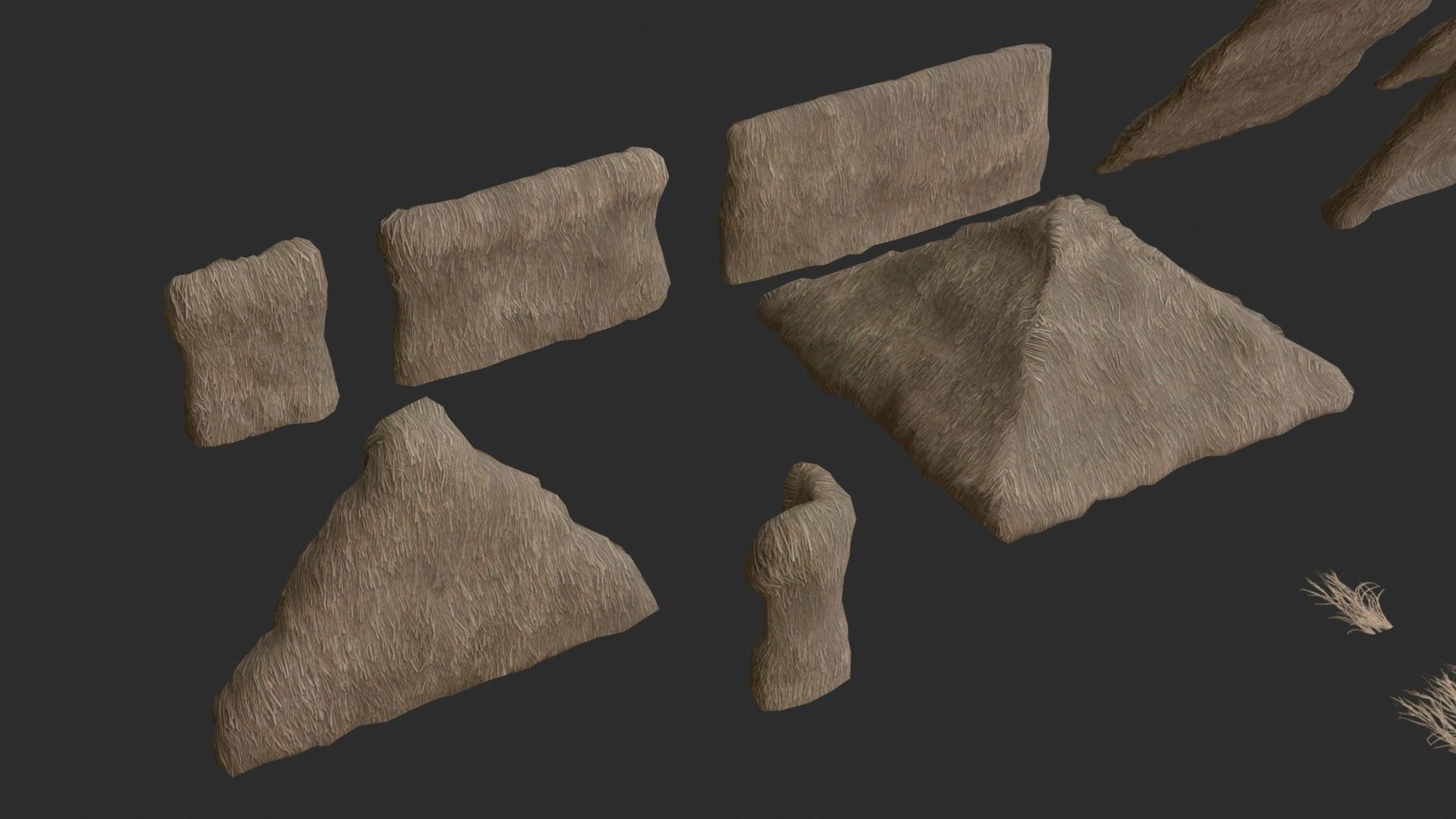 Thatched House Modular Kit Low-poly 3D model_7