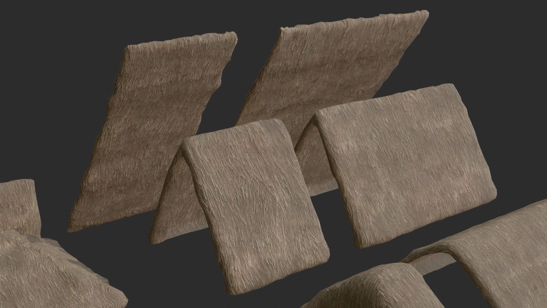 Thatched House Modular Kit Low-poly 3D model_6