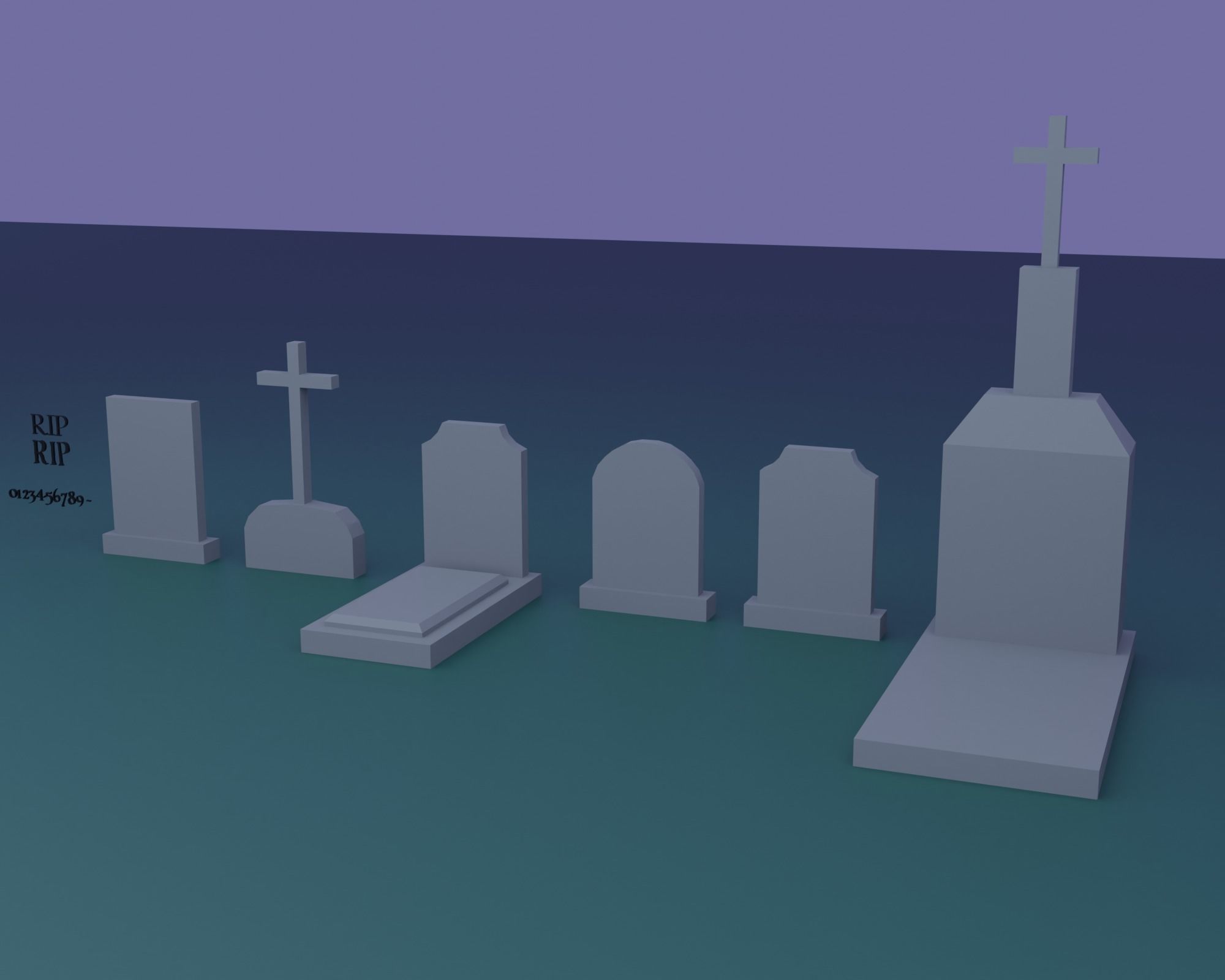 Cemetery bat flying in sky Low-poly 3D model_26