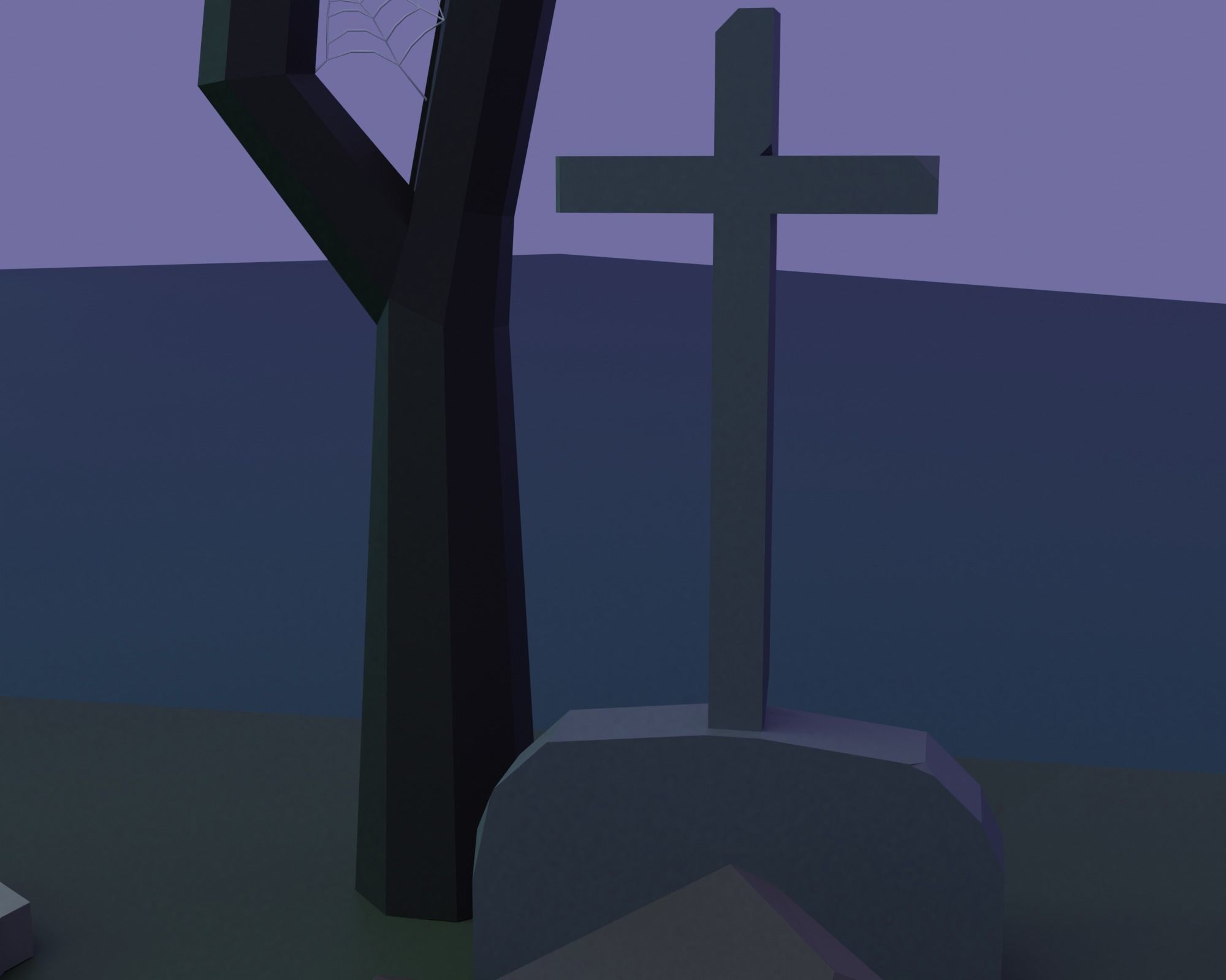 Cemetery bat flying in sky Low-poly 3D model_12