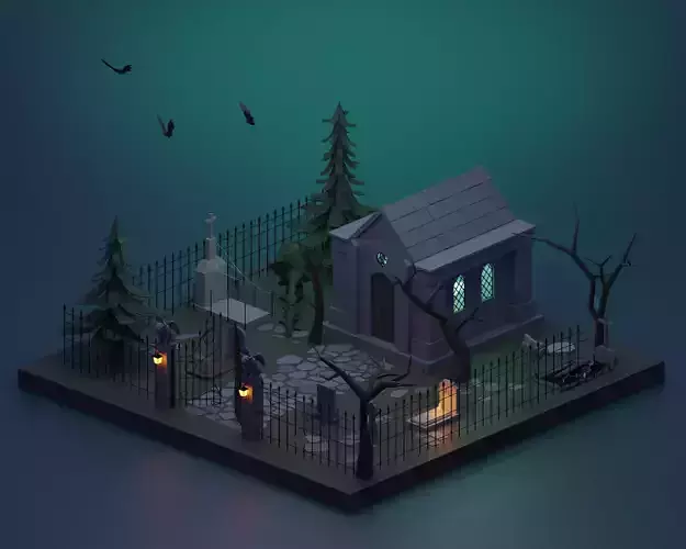 Cemetery bat flying in sky