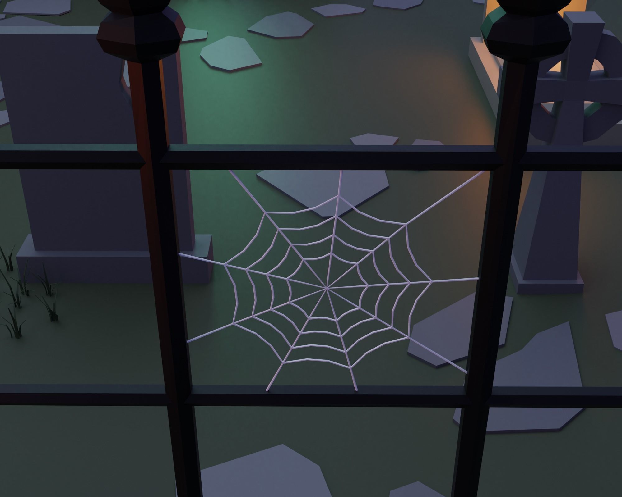 Cemetery bat flying in sky Low-poly 3D model_6