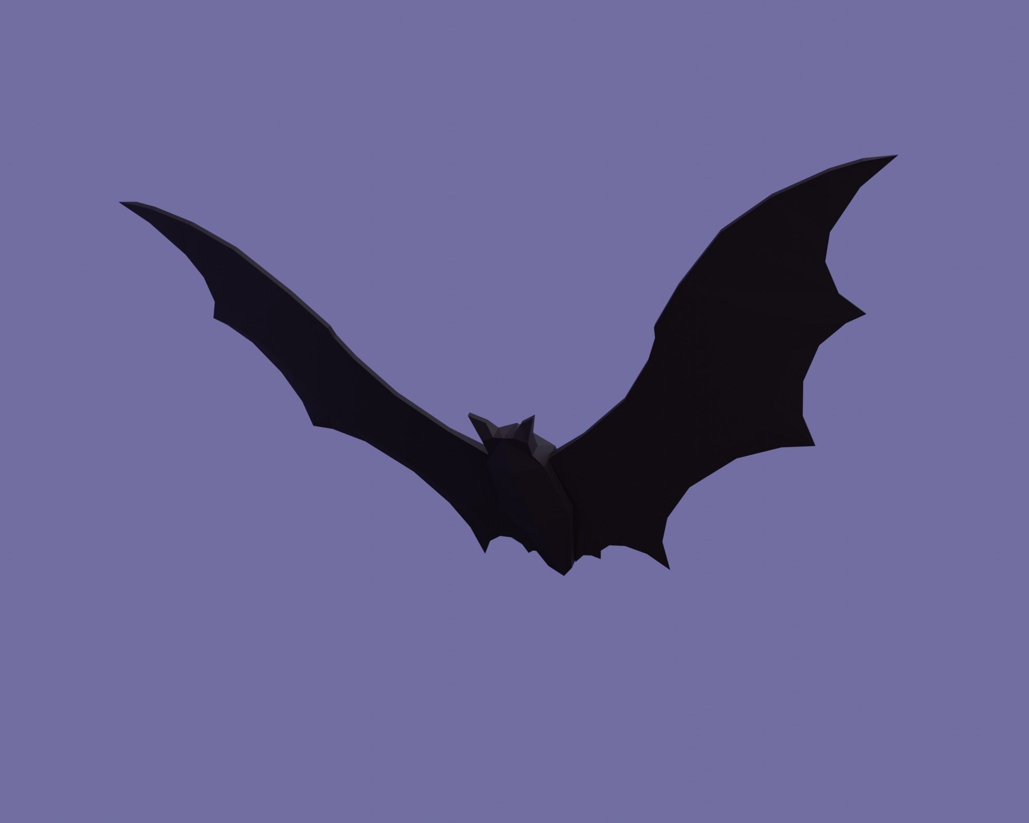 Cemetery bat flying in sky Low-poly 3D model_23