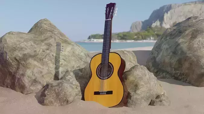 Classic Guitar vintage - Lowpoly