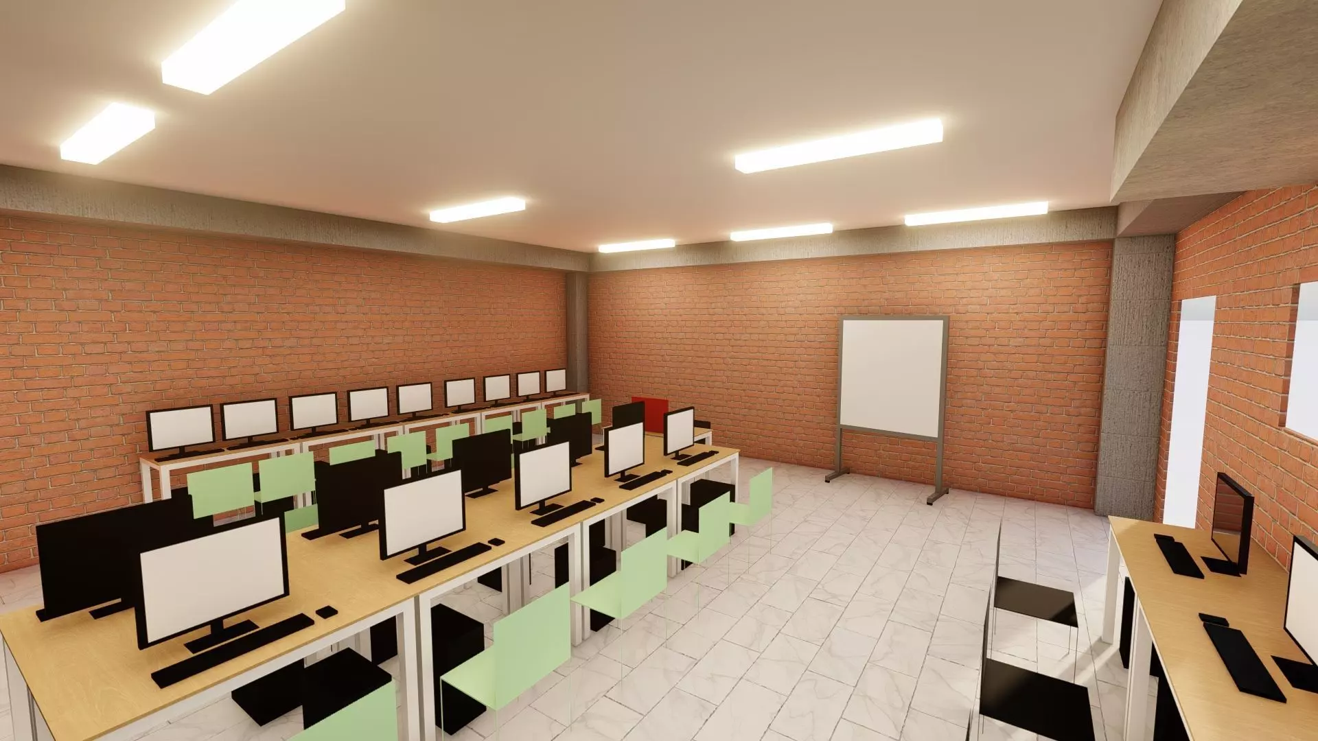3D Model of a Computer Lab Low-poly 3D model_0