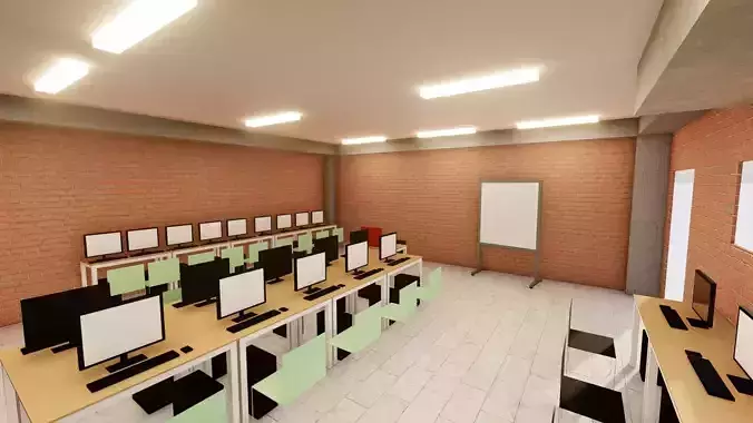 3D Model of a Computer Lab Low-poly 3D model