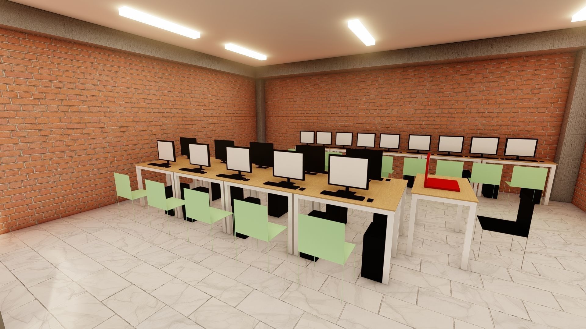 3D Model of a Computer Lab Low-poly 3D model_1