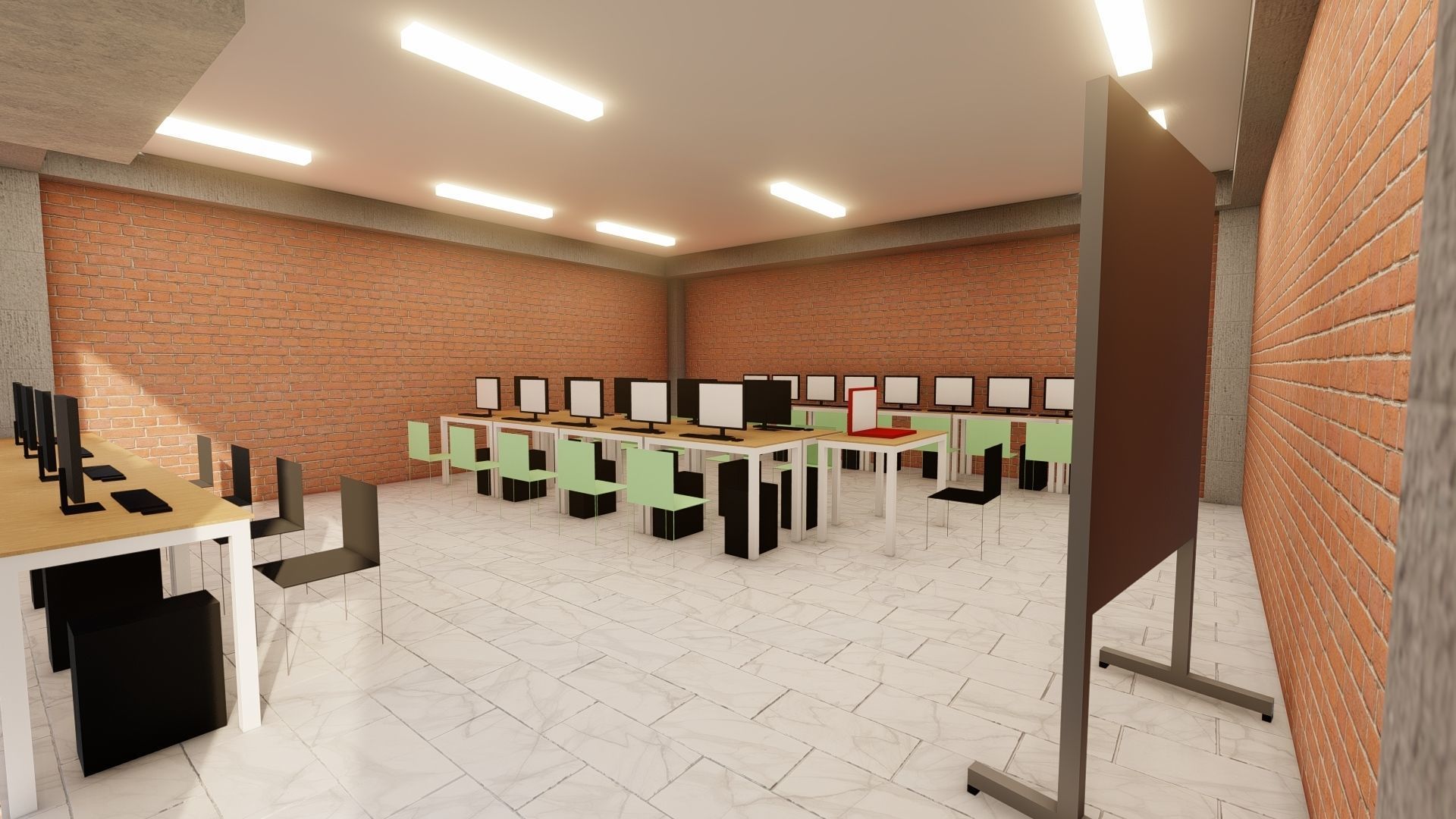 3D Model of a Computer Lab Low-poly 3D model_4