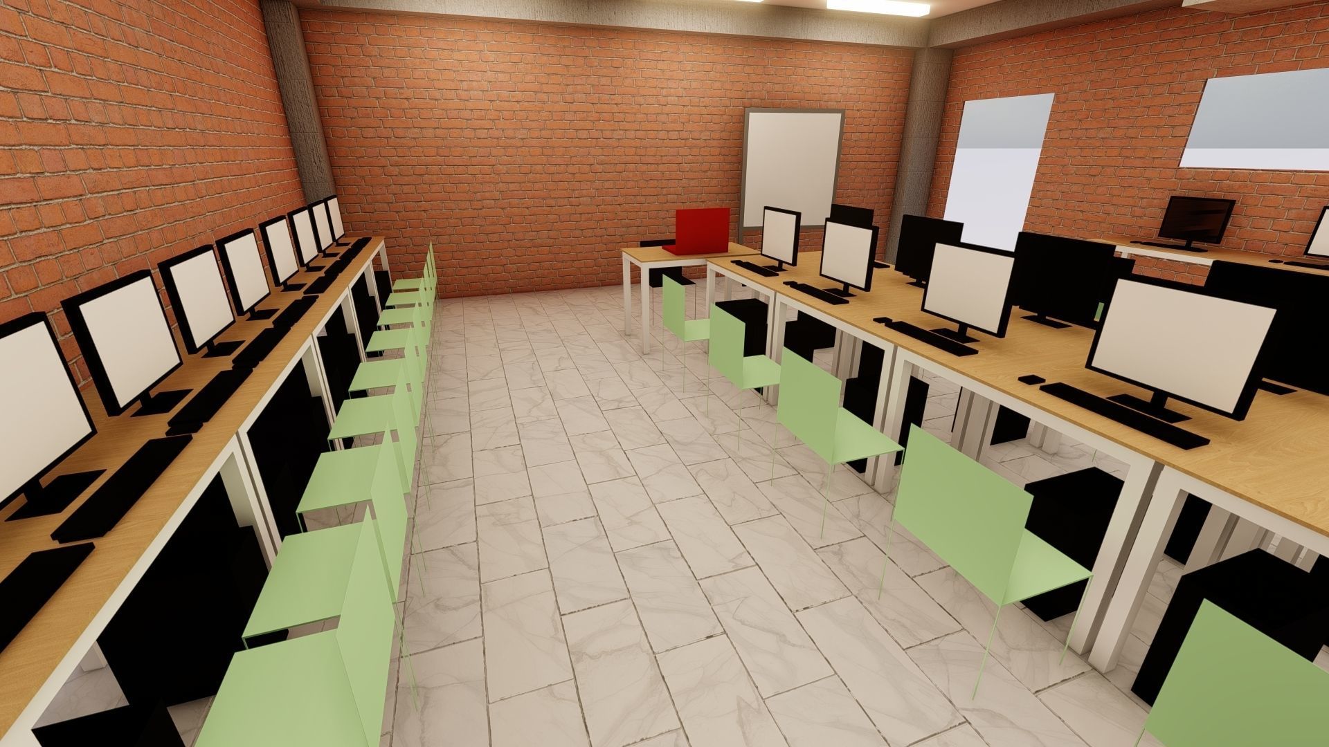 3D Model of a Computer Lab Low-poly 3D model_6