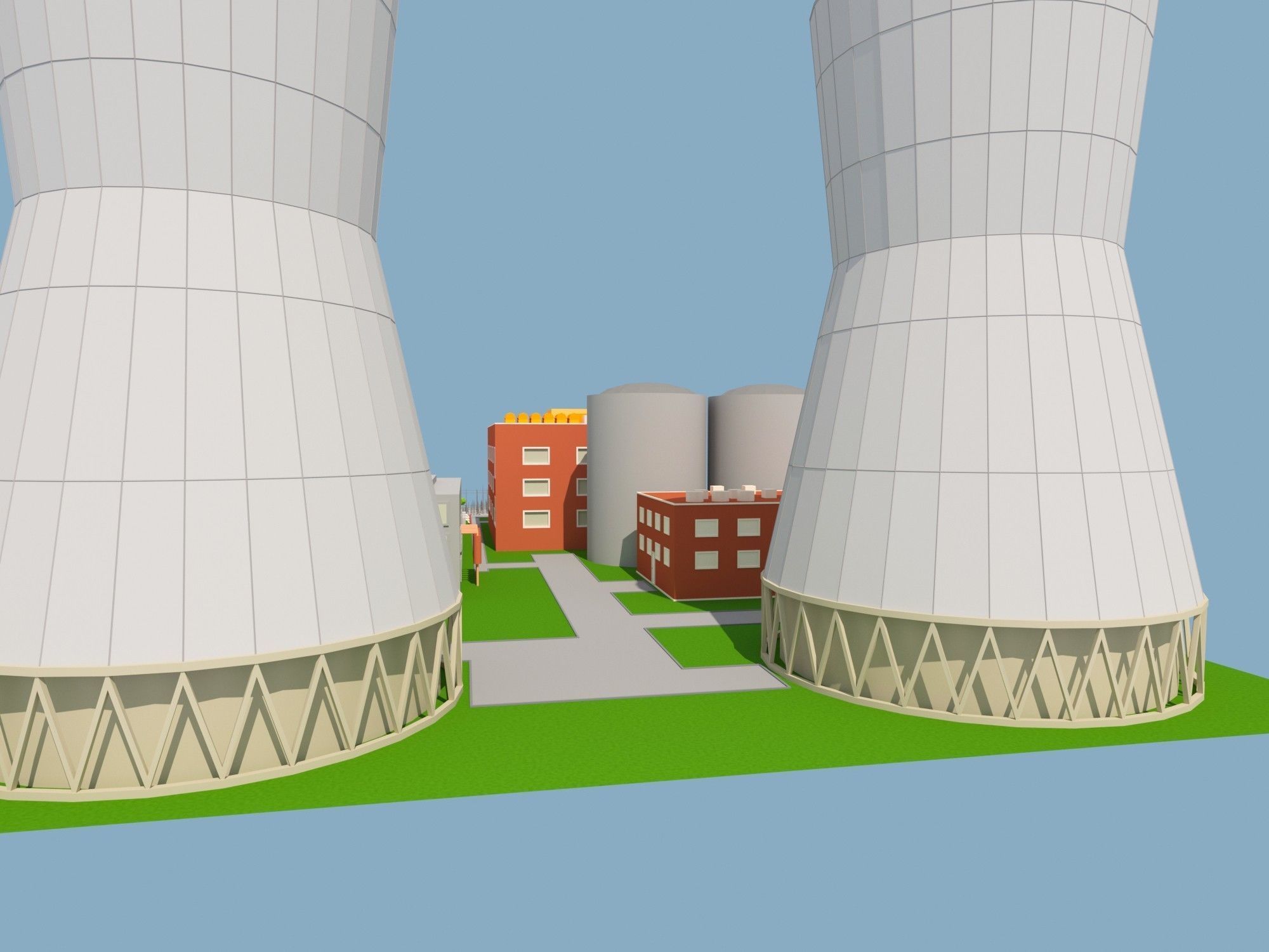 Nuclear Power Plant Low-poly 3D model_10