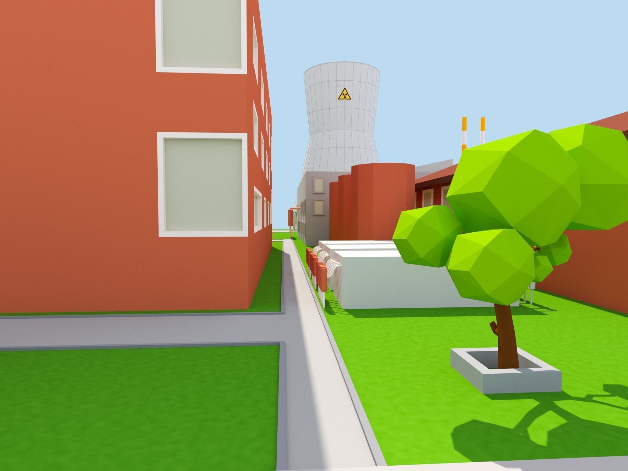 Nuclear Power Plant Low-poly 3D model_7