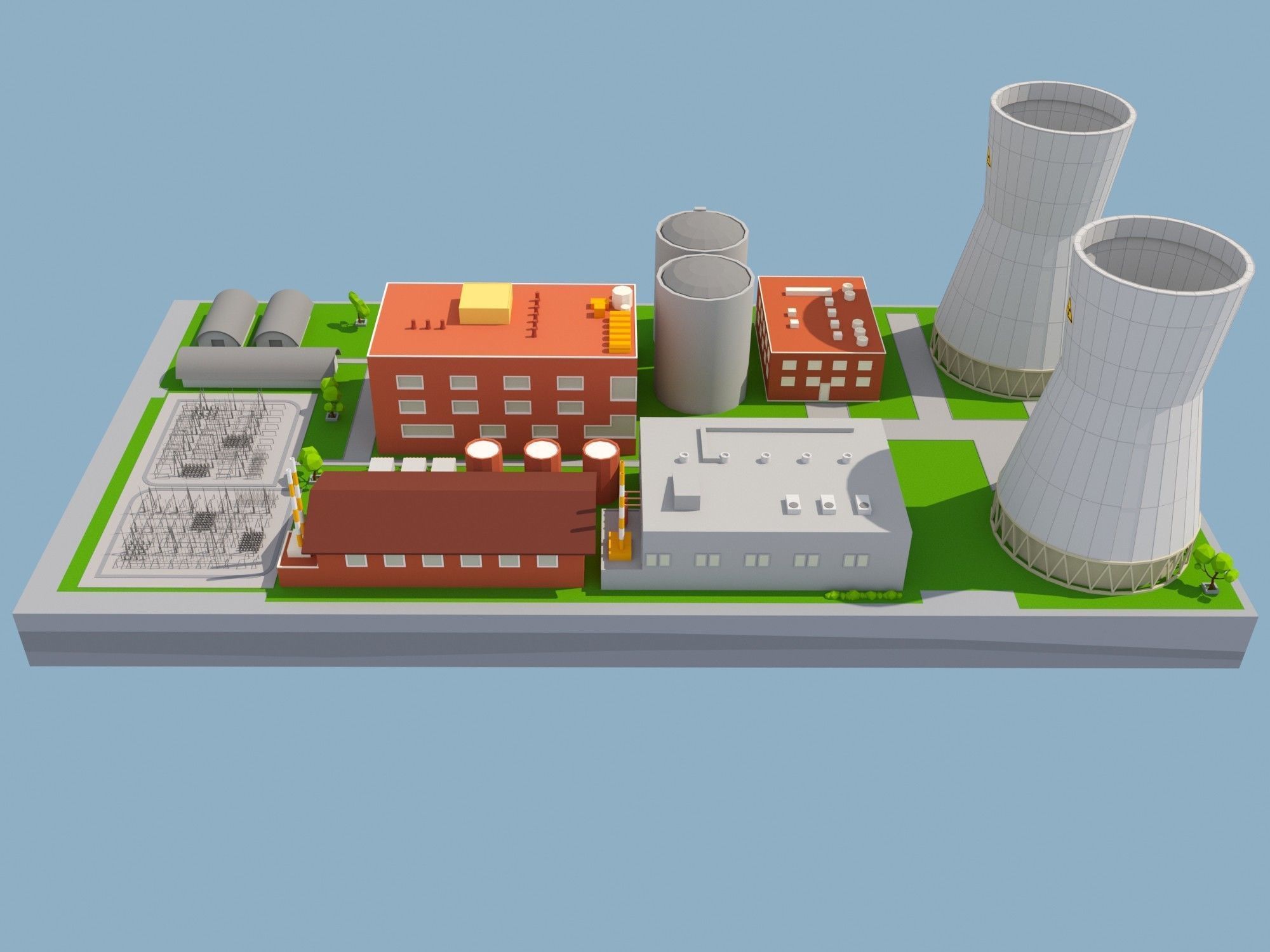 Nuclear Power Plant Low-poly 3D model_2
