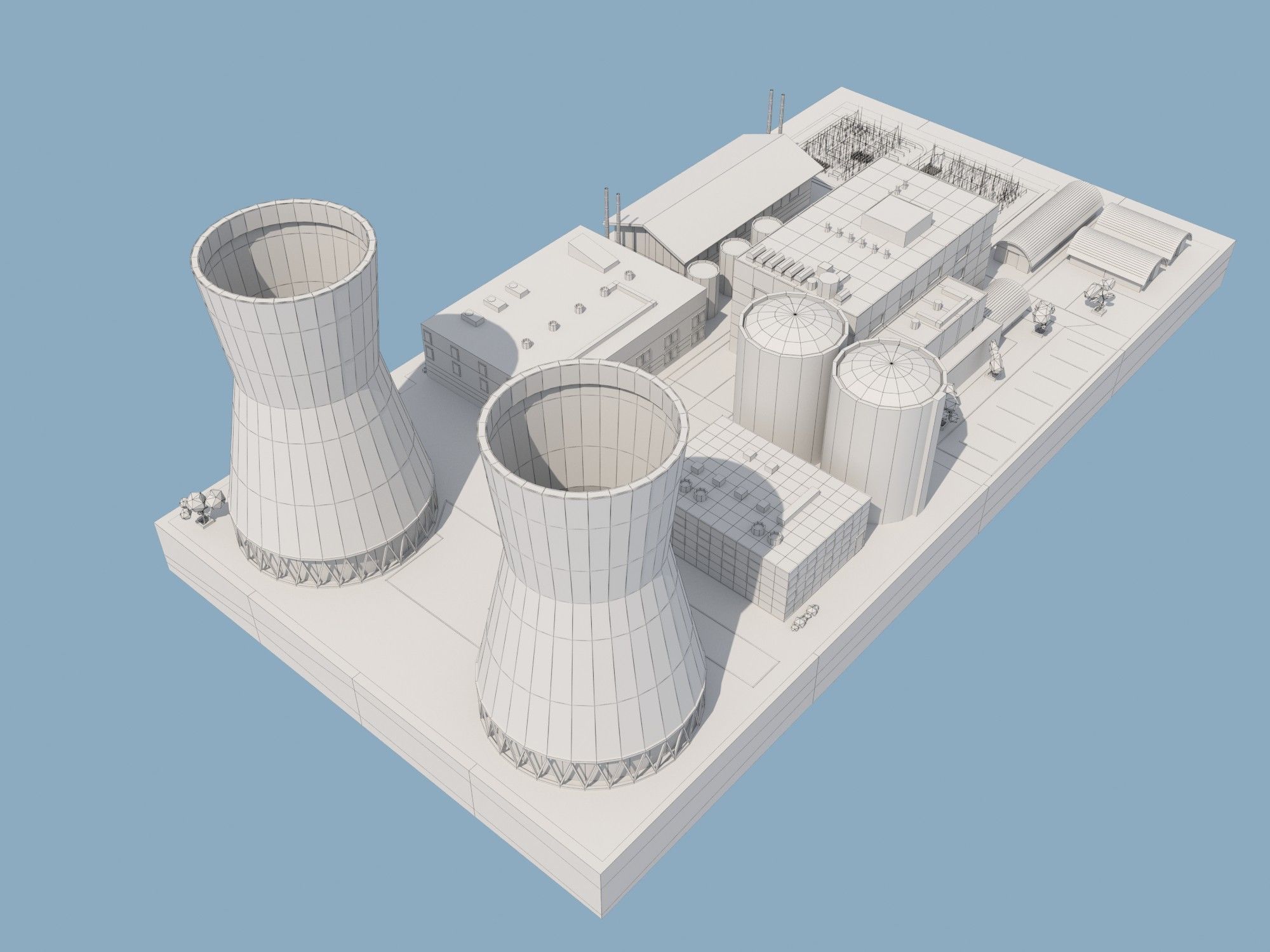 Nuclear Power Plant Low-poly 3D model_14