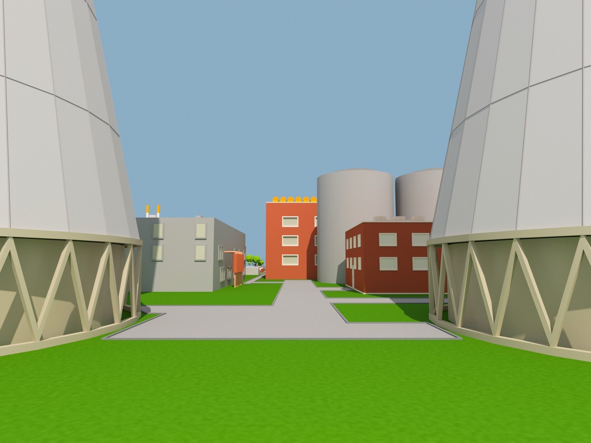Nuclear Power Plant Low-poly 3D model_9