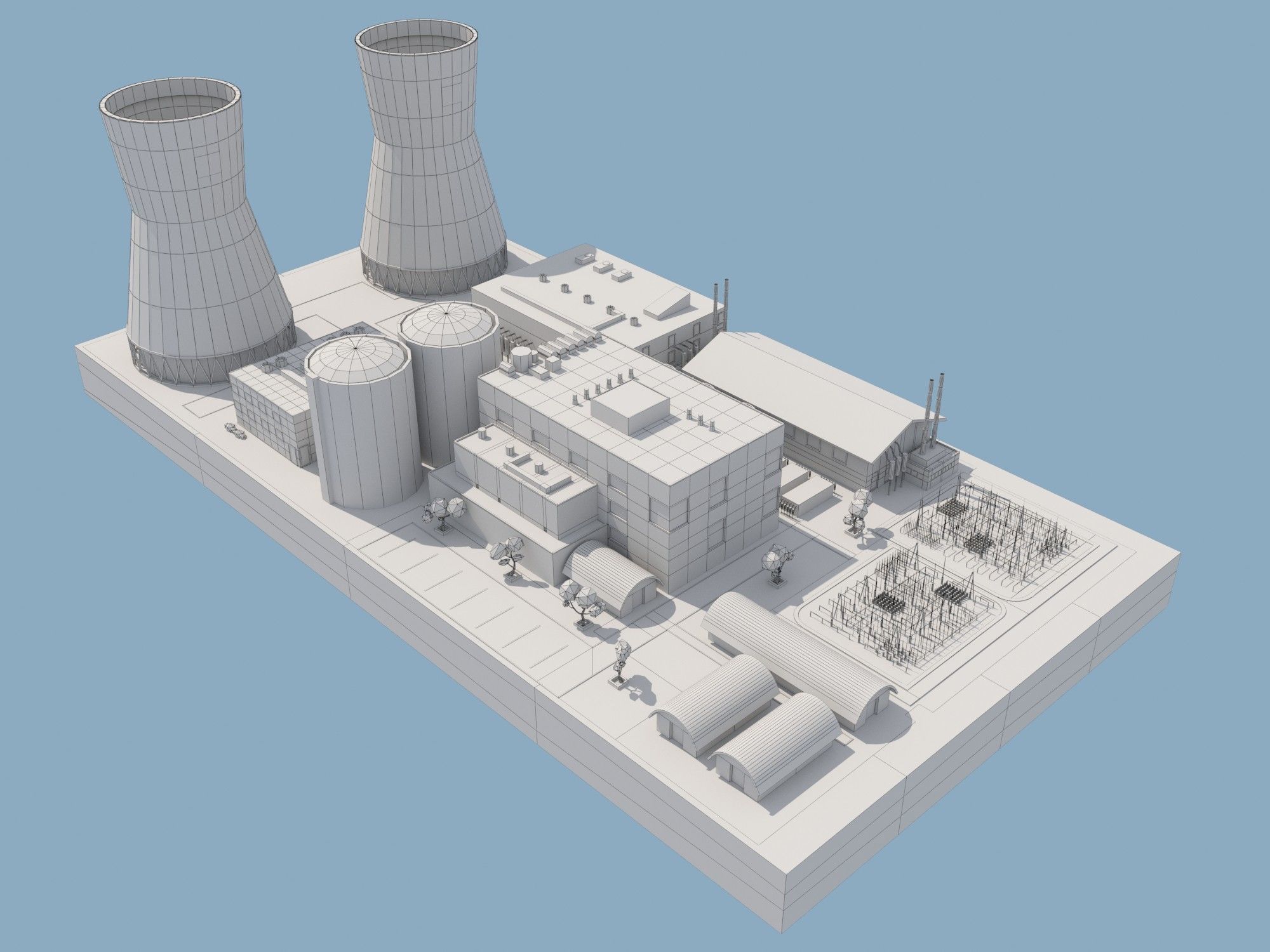Nuclear Power Plant Low-poly 3D model_11