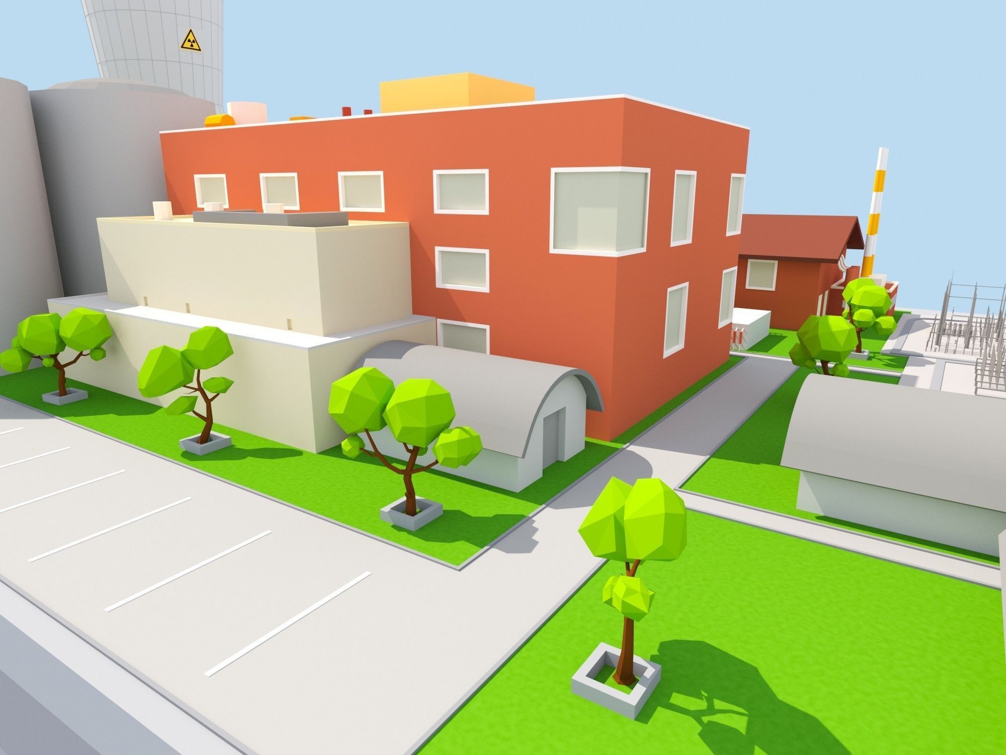 Nuclear Power Plant Low-poly 3D model_6