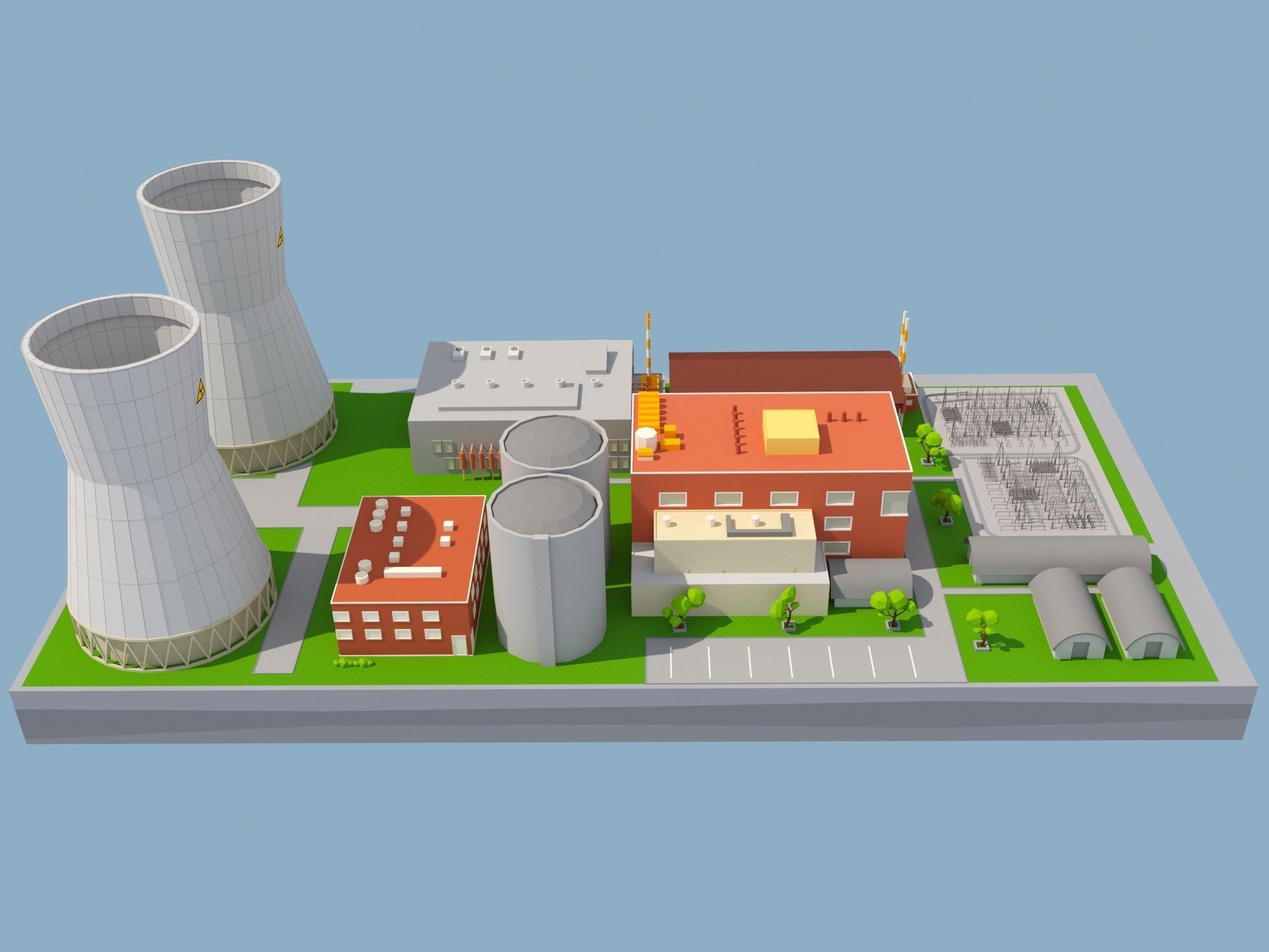 Nuclear Power Plant Low-poly 3D model_1