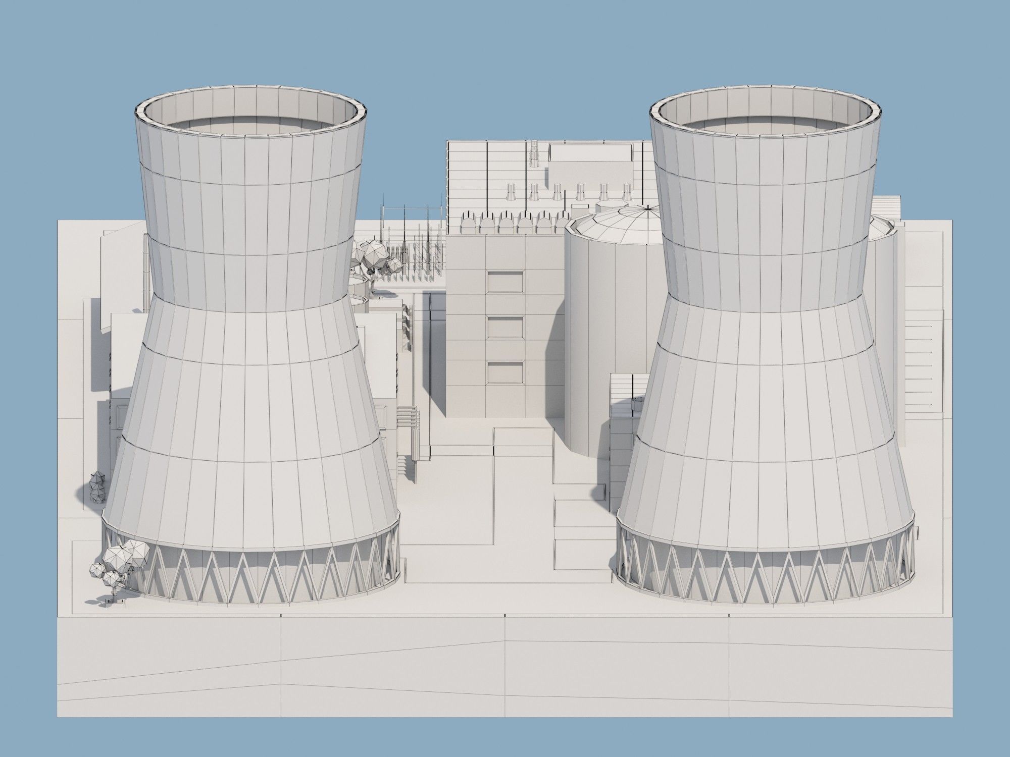 Nuclear Power Plant Low-poly 3D model_18