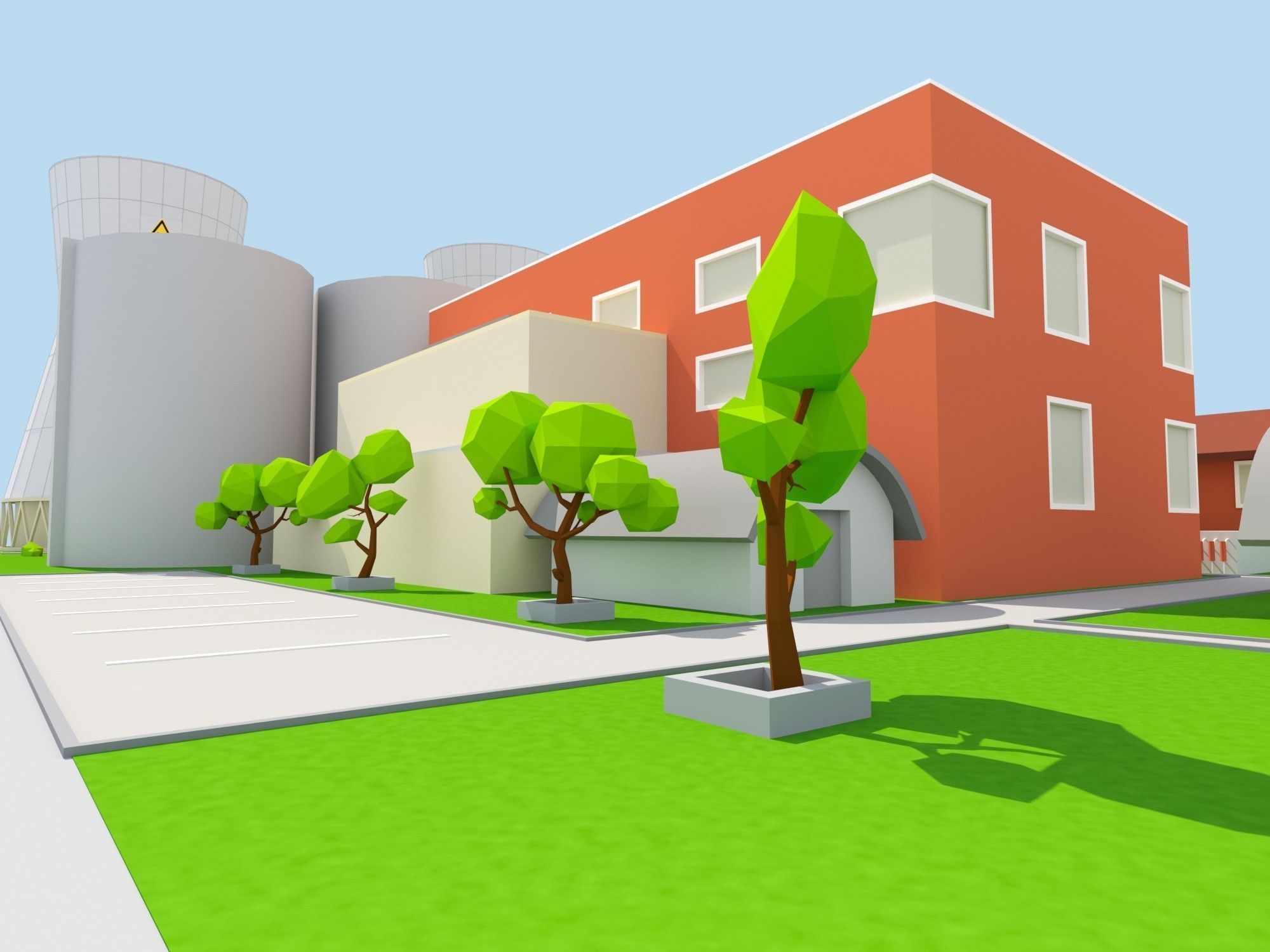 Nuclear Power Plant Low-poly 3D model_5