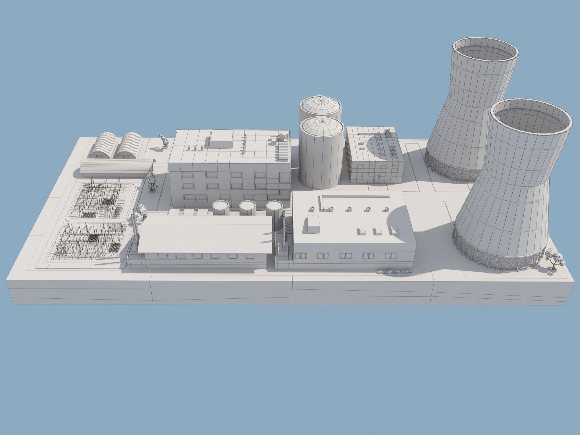 Nuclear Power Plant Low-poly 3D model_13