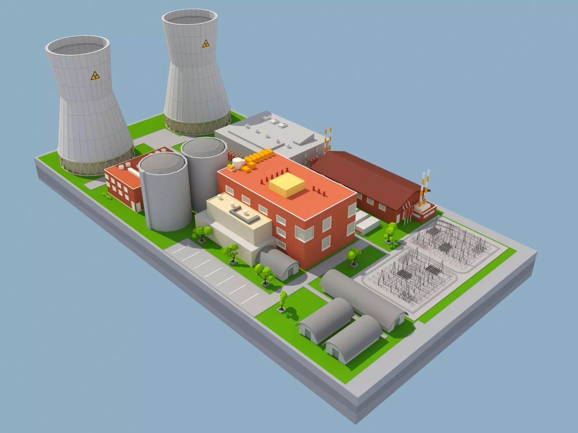 Nuclear Power Plant Low-poly 3D model_0