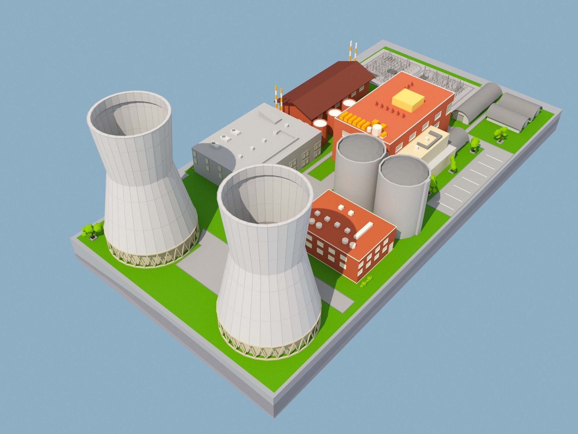 Nuclear Power Plant Low-poly 3D model_3